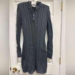 Athleta Charcoal Cable Knit Turtleneck Sweater Dress